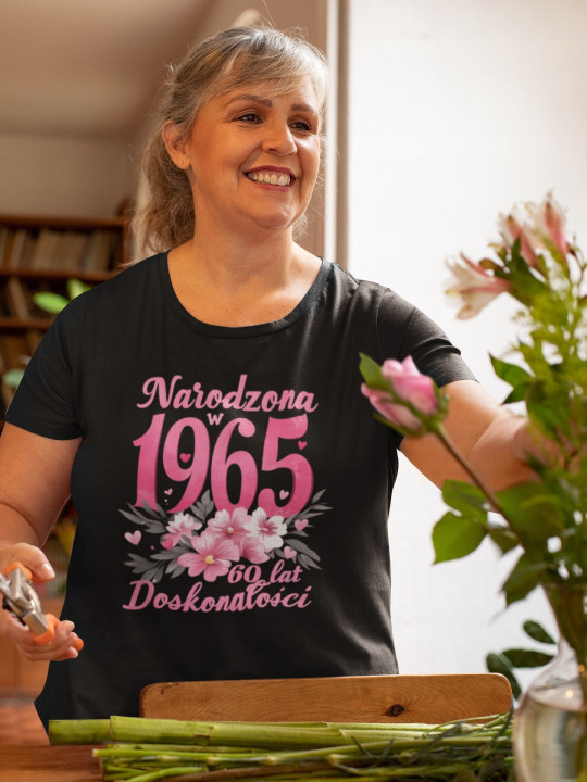 Koszulka damska Narodzona w 1965 urodzinowa 60 lat Doskonałości urodziny — zdjęcie 5