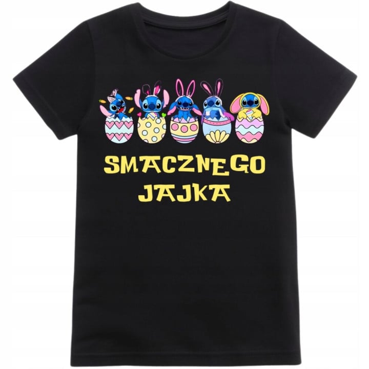Koszulka dziecięca na Wielkanoc Stitch w pisankach Smacznego Jajka