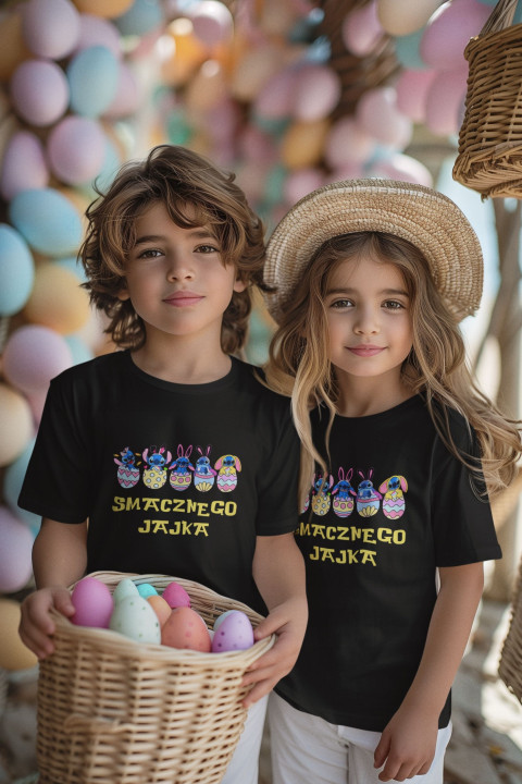 Koszulka dziecięca na Wielkanoc Stitch w pisankach Smacznego Jajka — zdjęcie 3