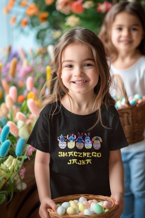 Koszulka dziecięca na Wielkanoc Stitch w pisankach Smacznego Jajka — zdjęcie 4