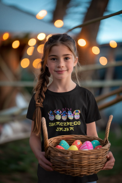 Koszulka dziecięca na Wielkanoc Stitch w pisankach Smacznego Jajka — zdjęcie 5