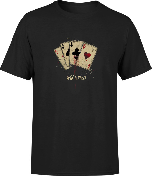 Koszulka męska dla strategów Pokerowe cztery Asy Wild Instincts T-shirt — zdjęcie 2