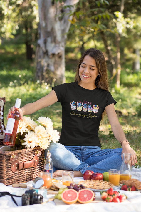 Koszulka damska na Wielkanoc Stitch w pisankach Smacznego Jajka — zdjęcie 3