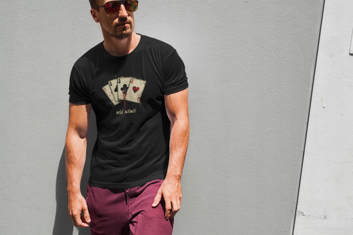 Koszulka męska dla strategów Pokerowe cztery Asy Wild Instincts T-shirt — zdjęcie 4