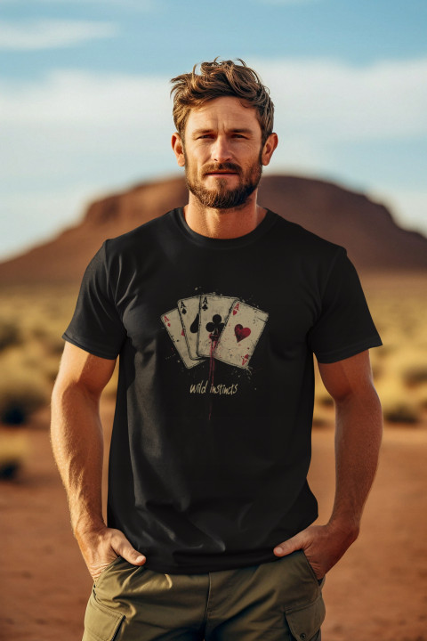 Koszulka męska dla strategów Pokerowe cztery Asy Wild Instincts T-shirt — zdjęcie 6