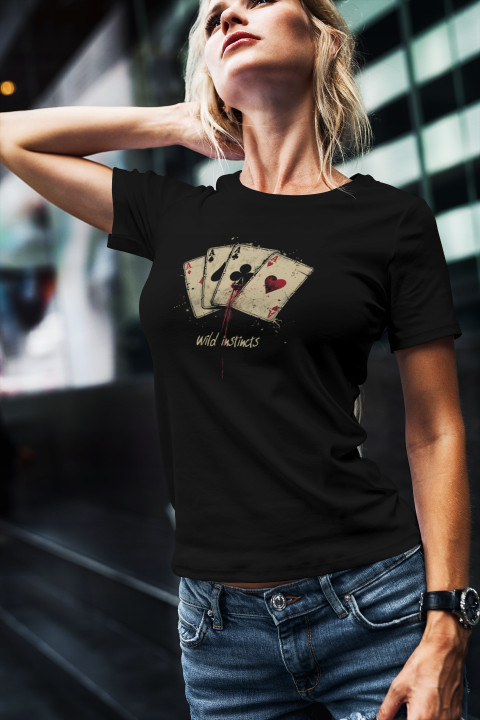 Koszulka damska dla strategów Pokerowe cztery Asy Wild Instincts T-shirt — zdjęcie 2