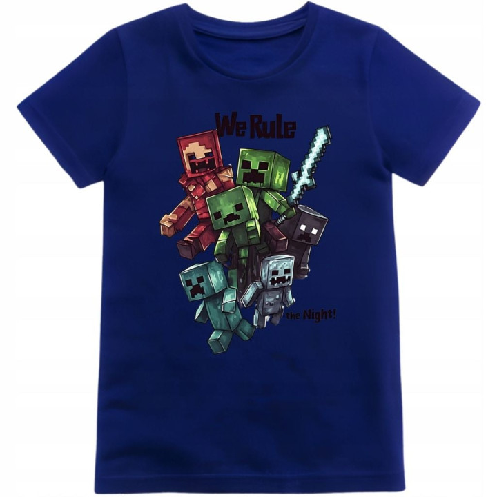 Koszulka dziecięca Minecraft We Rule the Night potwory z mieczem gra