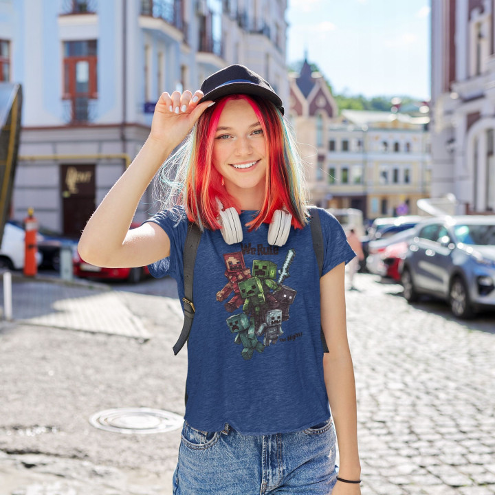 Koszulka dziecięca Minecraft We Rule the Night potwory z mieczem gra — zdjęcie 2
