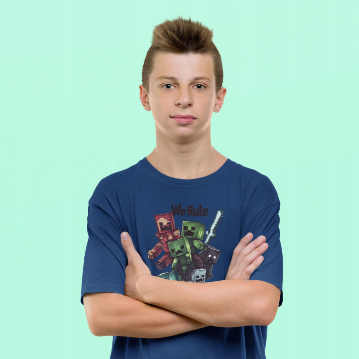 Koszulka dziecięca Minecraft We Rule the Night potwory z mieczem gra — zdjęcie 5