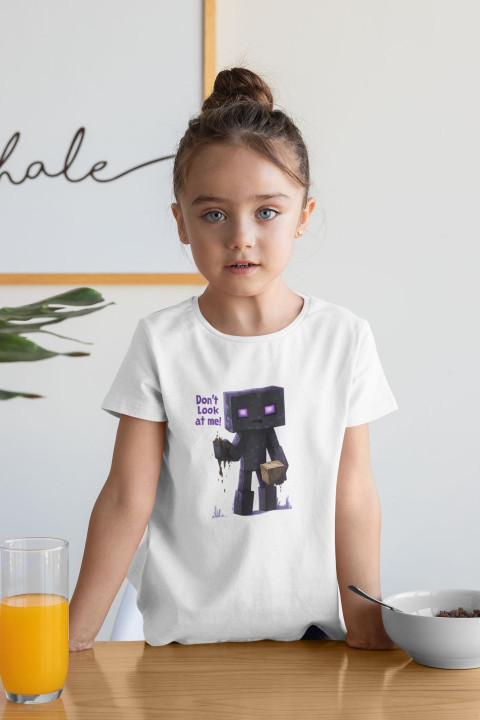 Koszulka dziecięca Minecraft Enderman Don't Look At Me fioletowa gra — zdjęcie 2