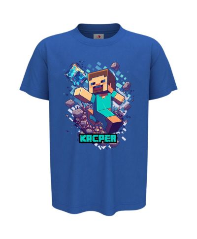 Koszulka dziecięca Minecraft Steve z diamentem prezent gra Wpisz Imię