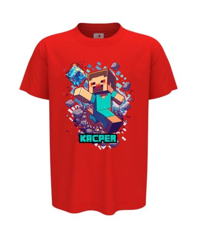 Koszulka dziecięca Minecraft Steve z diamentem prezent gra Wpisz Imię
