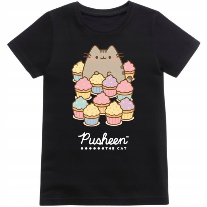 Koszulka dziecięca Pusheen z babeczkami pastelowe kolory kotek uroczy