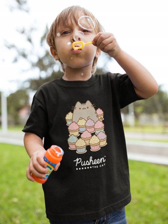 Koszulka dziecięca Pusheen z babeczkami pastelowe kolory kotek uroczy — zdjęcie 2
