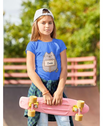 Koszulka dziecięca Pusheen personalizowana z własnym imieniem kotek