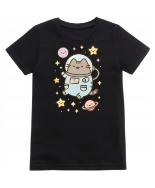 Koszulka dziecięca Pusheen astronauta kosmos gwiazdki pastelowa kotek
