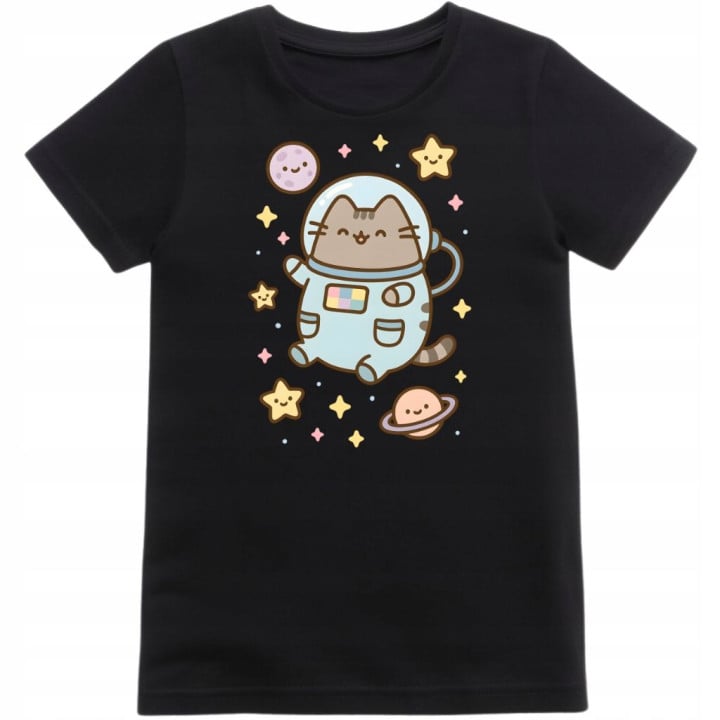 Koszulka dziecięca Pusheen astronauta kosmos gwiazdki pastelowa kotek