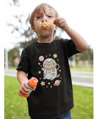 Koszulka dziecięca Pusheen astronauta kosmos gwiazdki pastelowa kotek