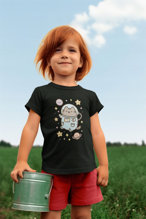 Koszulka dziecięca Pusheen astronauta kosmos gwiazdki pastelowa kotek — zdjęcie 4
