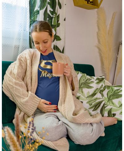 Koszulka damska na Dzień Matki Super Mama elegancka złoty symbol