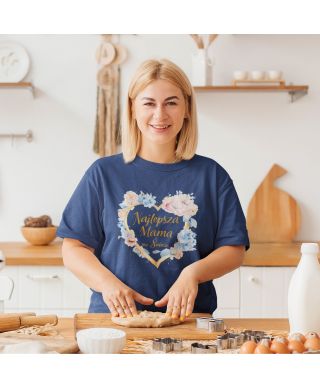 Koszulka damska prezent na Dzień Matki Najlepsza Mama na Świecie kwiaty