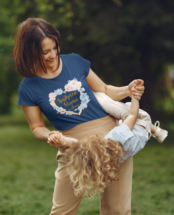 Koszulka damska prezent na Dzień Matki Najlepsza Mama na Świecie kwiaty — zdjęcie 6