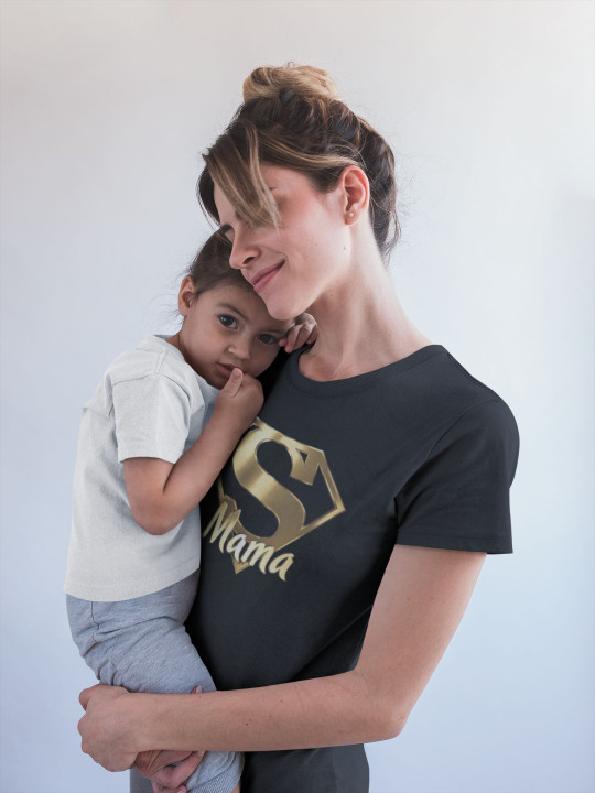 Koszulka damska na Dzień Matki Super Mama elegancka złoty symbol — zdjęcie 6