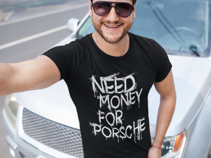 Koszulka męska Need Money for PORSCHE prezent T-shirt męski — zdjęcie 4