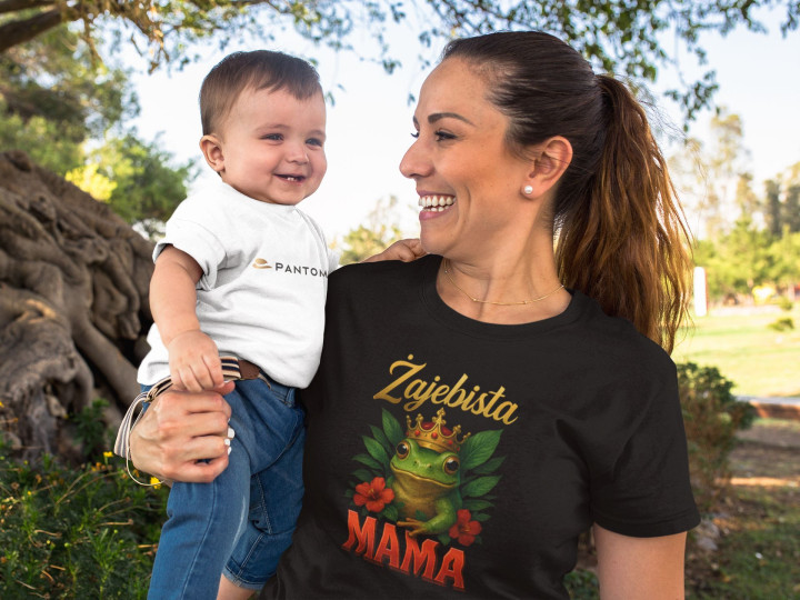 Koszulka damska Żajebista Mama żaba z koroną prezent na Dzień Matki — zdjęcie 3