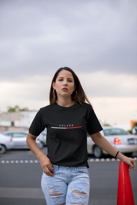 Koszulka damska POLAND elegancka modna Polska Patriotyczny Charakter T-shirt — zdjęcie 2