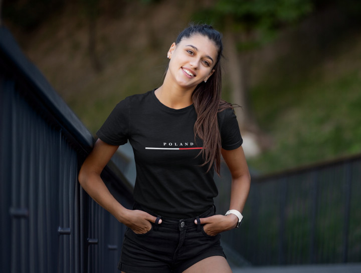Koszulka damska POLAND elegancka modna Polska Patriotyczny Charakter T-shirt — zdjęcie 3