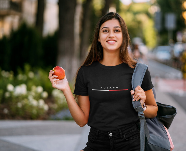 Koszulka damska POLAND elegancka modna Polska Patriotyczny Charakter T-shirt — zdjęcie 4