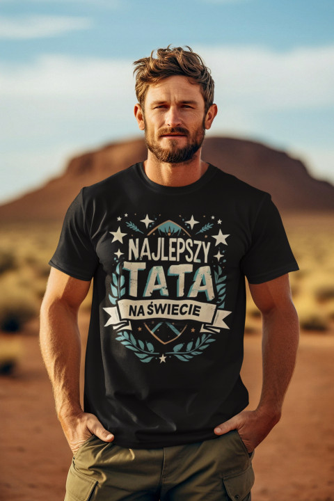 Koszulka męska Najlepszy Tata na Świecie prezent dla taty ojca T-shirt — zdjęcie 3