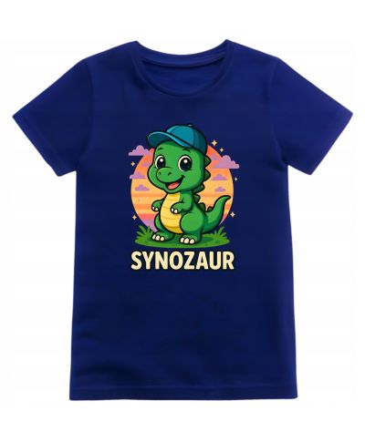 Koszulka dziecięca SYNOZAUR - Dinozaur z czapką dla małego fana
