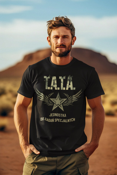 Koszulka męska TATA Jednostka do Zadań Specjalnych prezent dla Taty T-shirt — zdjęcie 3