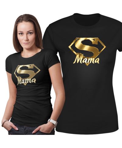 Koszulka damska na Dzień Matki Super Mama elegancka złoty symbol