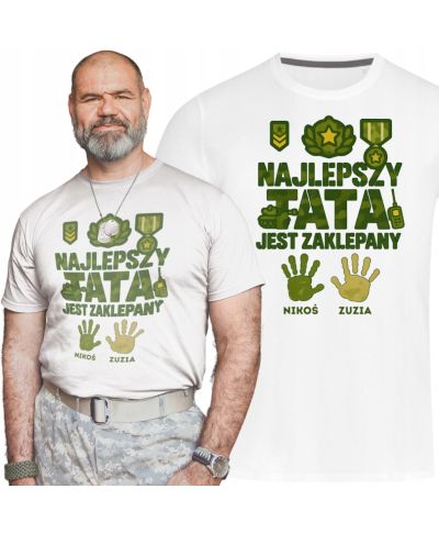 Koszulka męska Tata jest Zaklepany styl militarny Dzień Ojca Taty imiona