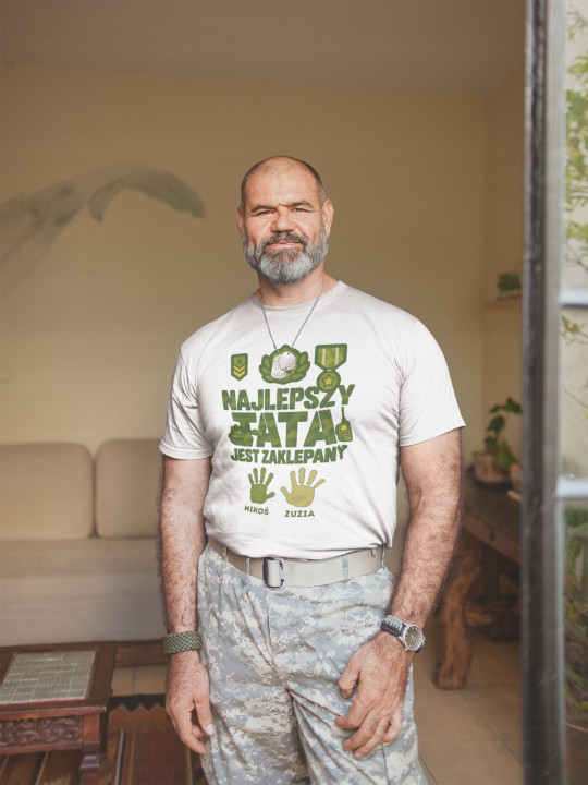 Koszulka męska Tata jest Zaklepany styl militarny Dzień Ojca Taty imiona — zdjęcie 3