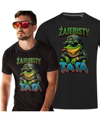 Koszulka męska ŻAJEBISTY TATA śmieszny prezent na Dzień Ojca Taty