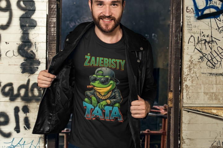 Koszulka męska ŻAJEBISTY TATA śmieszny prezent na Dzień Ojca Taty — zdjęcie 6