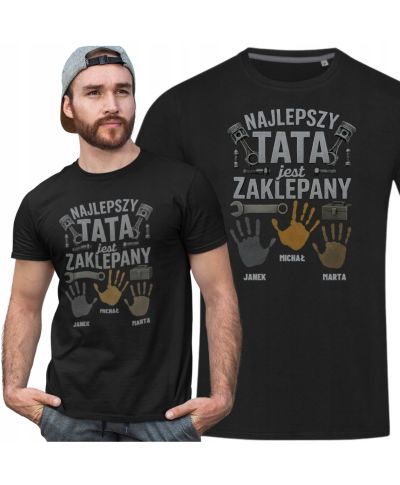 Koszulka męska Tata Fan Moto jest Zaklepany na Dzień Ojca Taty z Imionami