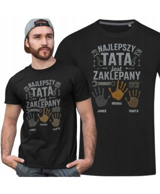 Koszulka męska Tata Fan Moto jest Zaklepany na Dzień Ojca Taty z Imionami