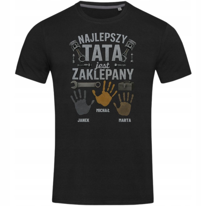 Koszulka męska Tata Fan Moto jest Zaklepany na Dzień Ojca Taty z Imionami — zdjęcie 2