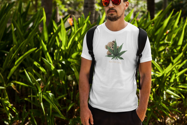 Koszulka męska Miś Teddy z liściem konopii 420 for life T-shirt męski — zdjęcie 5