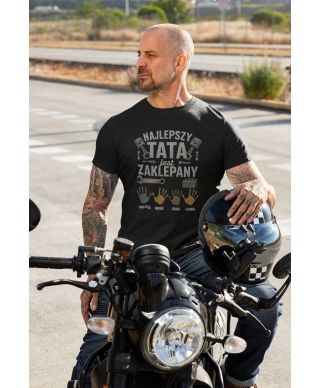 Koszulka męska Tata Fan Moto jest Zaklepany na Dzień Ojca Taty z Imionami