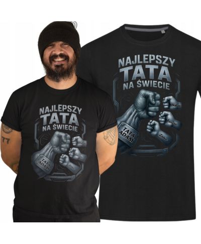 Koszulka męska Najlepszy Tata na Świecie pięści Dzień Ojca Taty z imionami