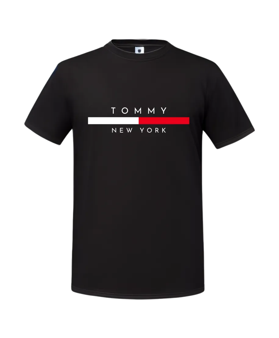 Koszulka męska TOMMY NEW YORK czarna T-shirt męski (Rozmiar: XL - Kolor: Czarny)