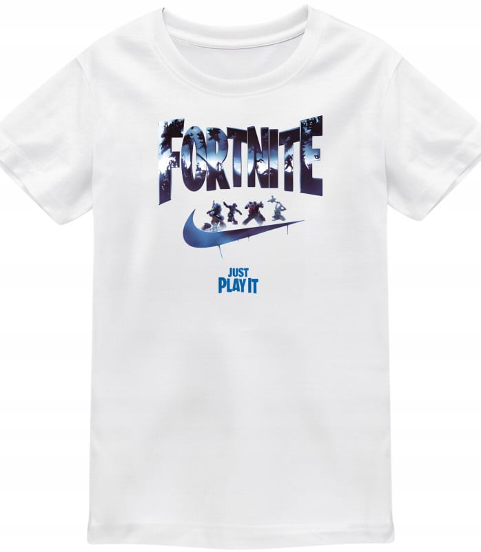 Koszulka dziecięca z grą Fortnite dla gracza JUST PLAY IT (Rozmiar: 140 - Kolor: Biały)