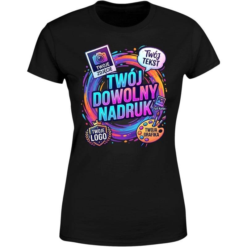 Koszulka damska z własnym dowolnym nadrukiem logo zdjęciem grafiką t-shirt (Rozmiar: M - Kolor: Butelkowa Zieleń)